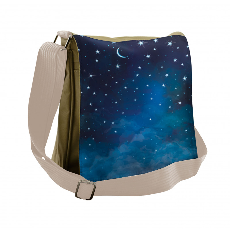 Night Time with Moon Star Messenger Bag