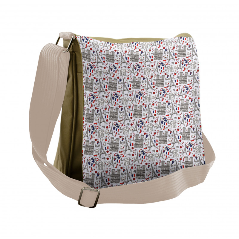 French Travel Pattern Messenger Bag