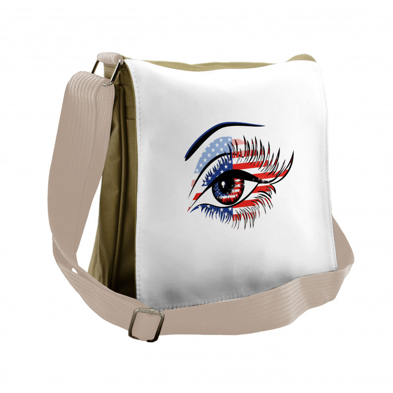 USA Flag Female Eye Messenger Bag