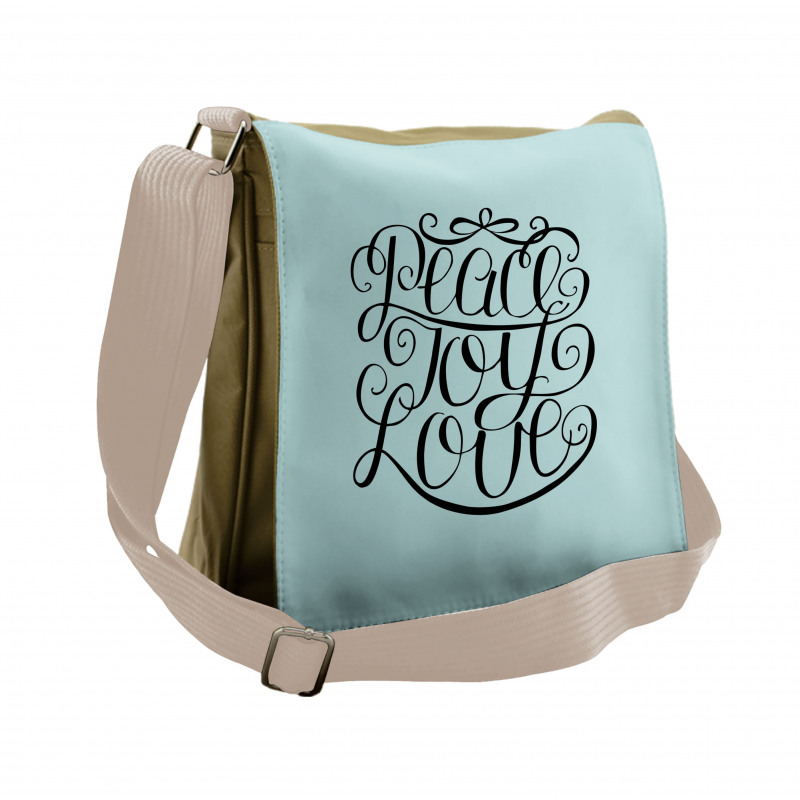 Peace Love Joy Lettering Messenger Bag