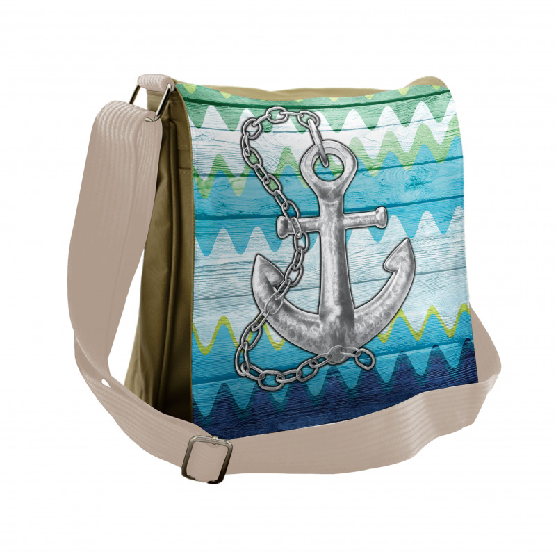 Nautical Chevron Zigzags Messenger Bag