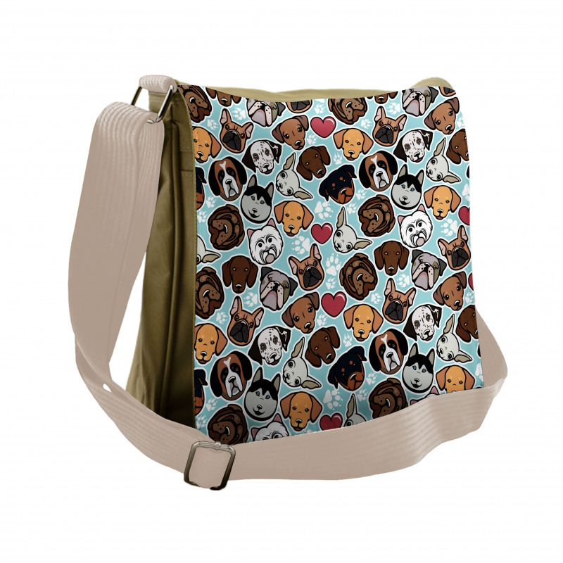 Canine Breeds Love Messenger Bag