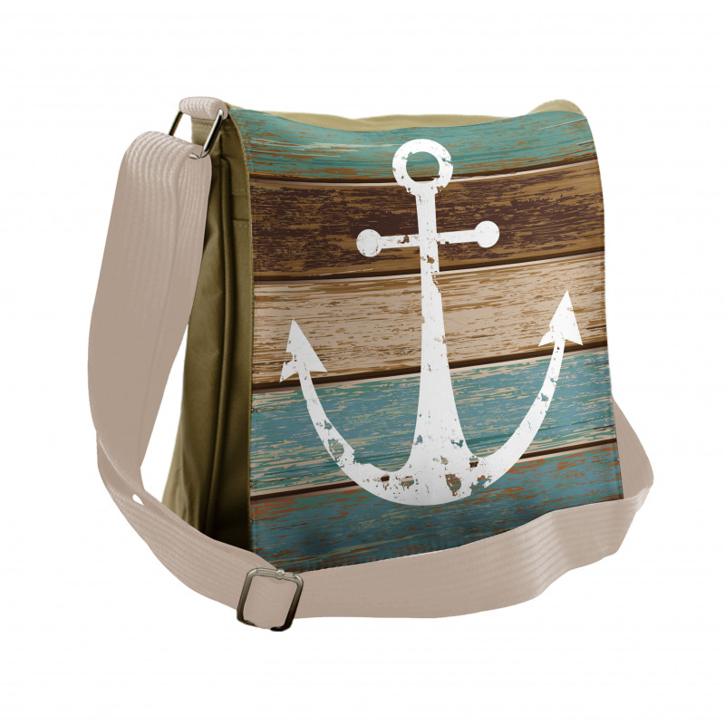 Grunge Marine Wooden Plank Messenger Bag