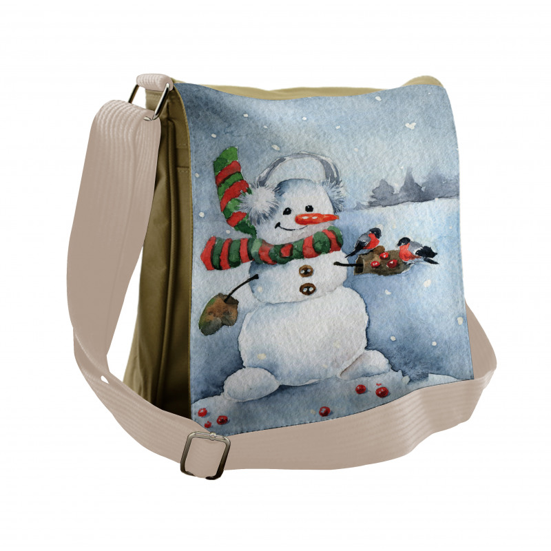 Watercolor Xmas Winter Messenger Bag