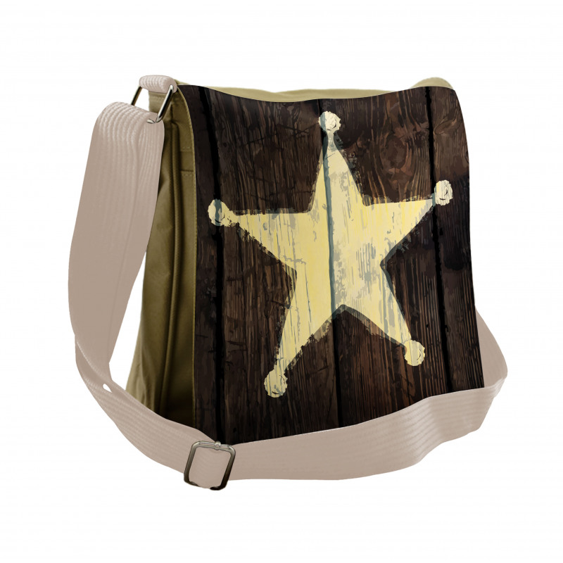Rustic Wooden Lone Star Messenger Bag