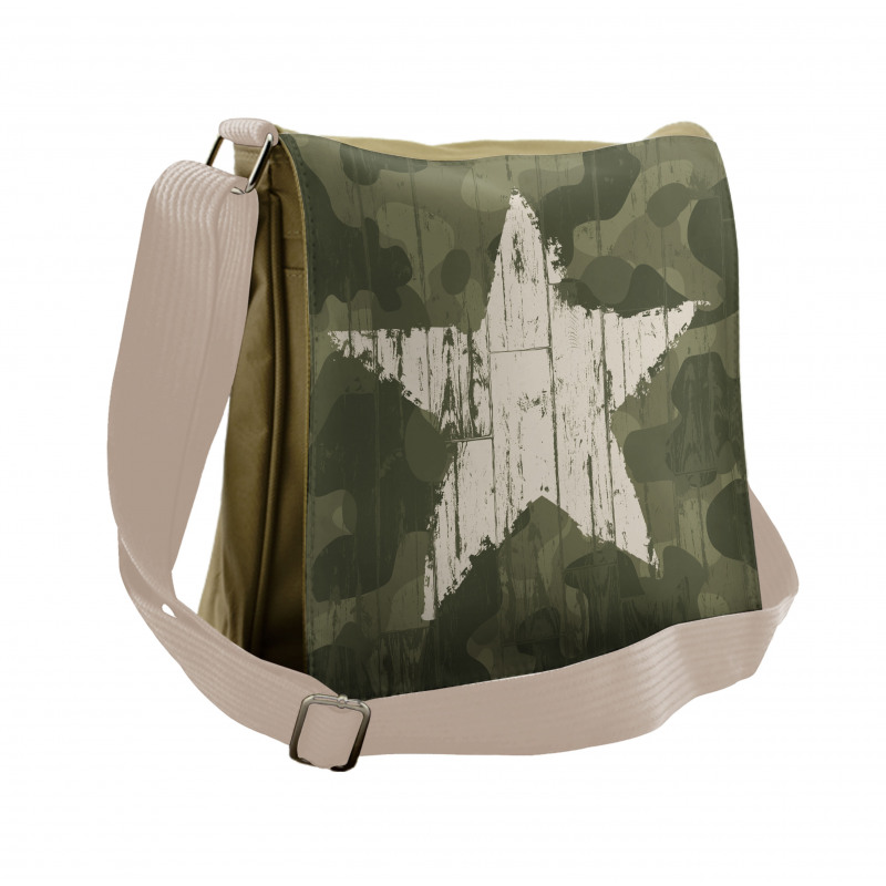 Grunge Star on Green Messenger Bag