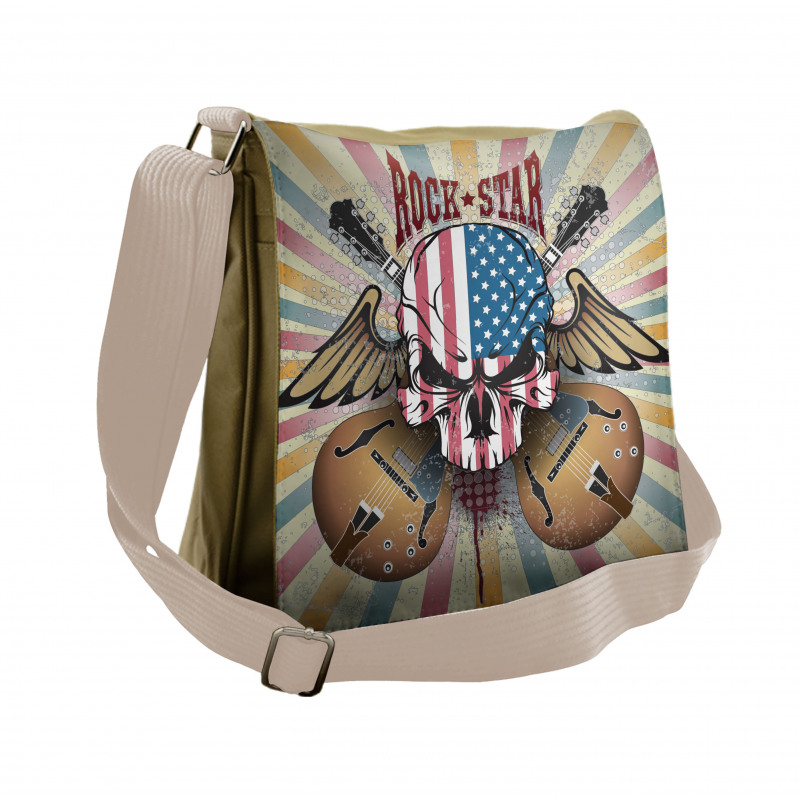 Angry Skull America Flag Messenger Bag