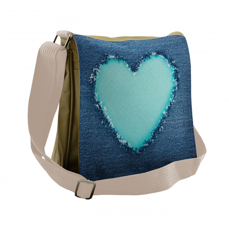 Denim Heart Love Messenger Bag