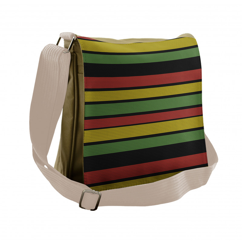 Knitted Rasta Lines Messenger Bag