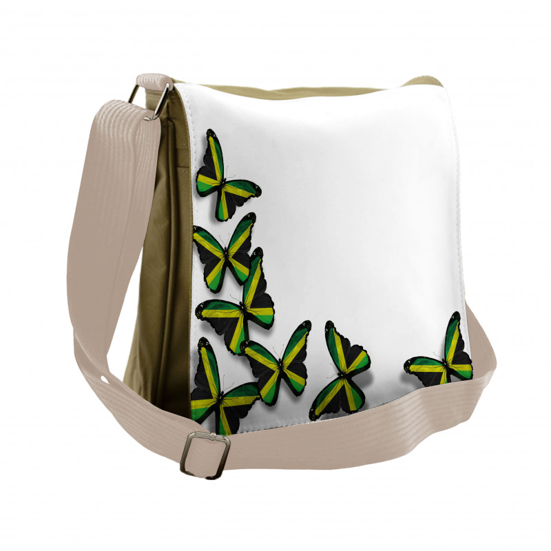 Butterflies with Flag Messenger Bag