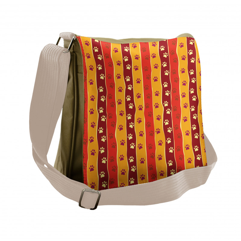 Cat Dog Paw Trace Pattern Messenger Bag