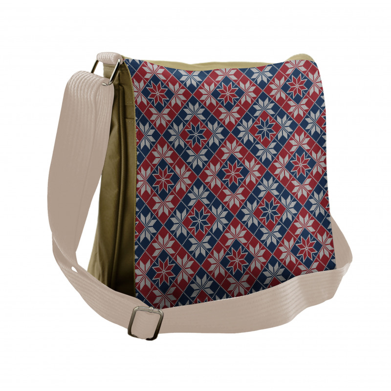 Tartan Geometric Floral Messenger Bag