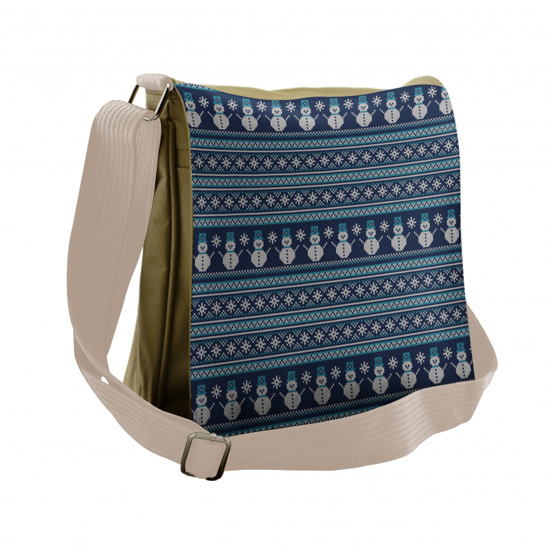 Snowman Chevron Zigzag Messenger Bag