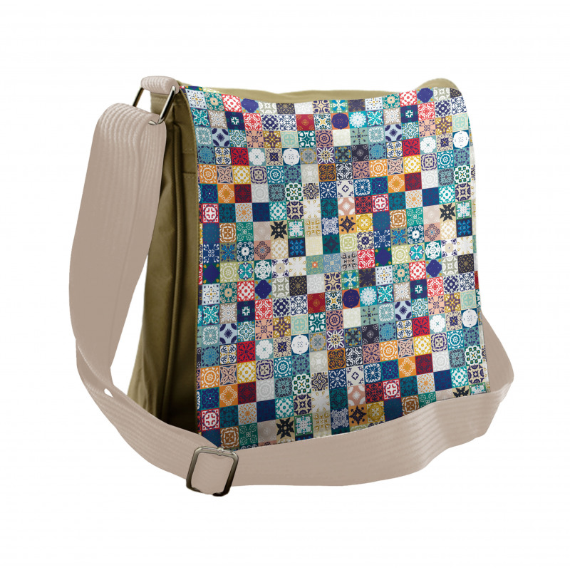 Ornate Patchwork Motif Messenger Bag