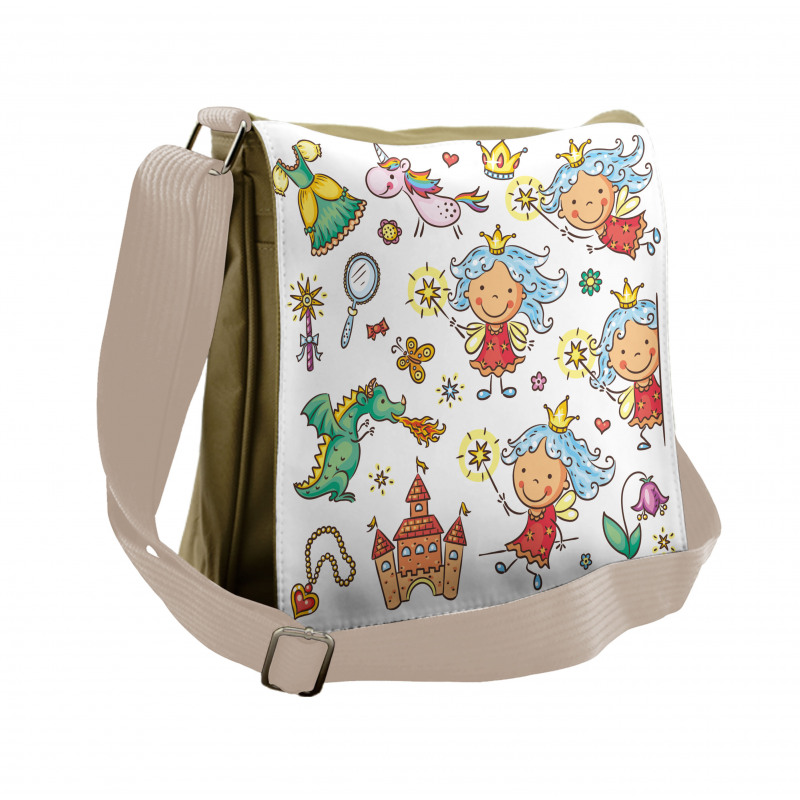 Cartoon Princess Motif Messenger Bag