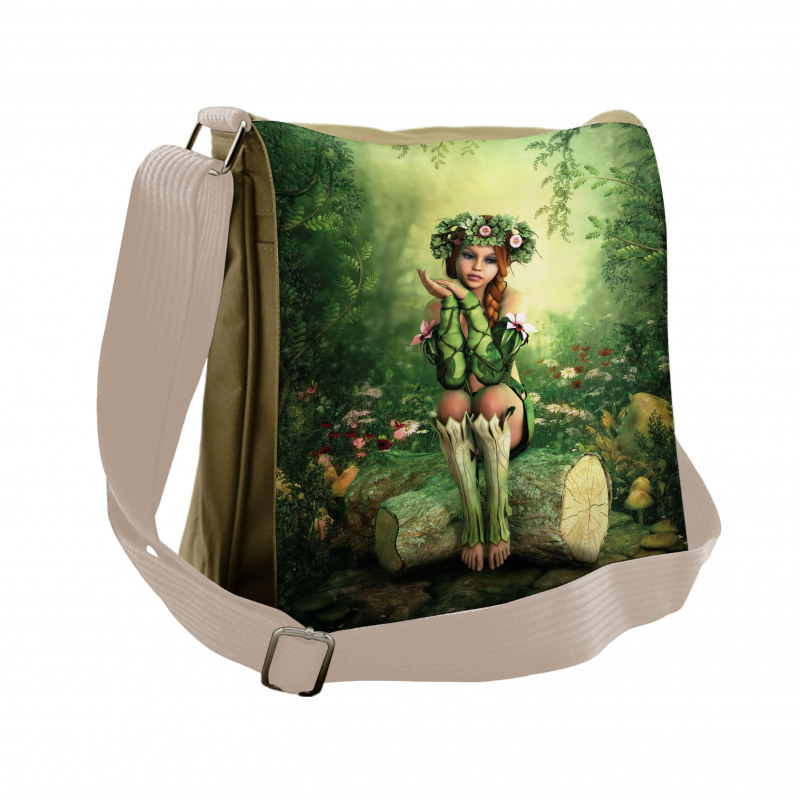 Elf Girl with Wreath Tree Messenger Bag