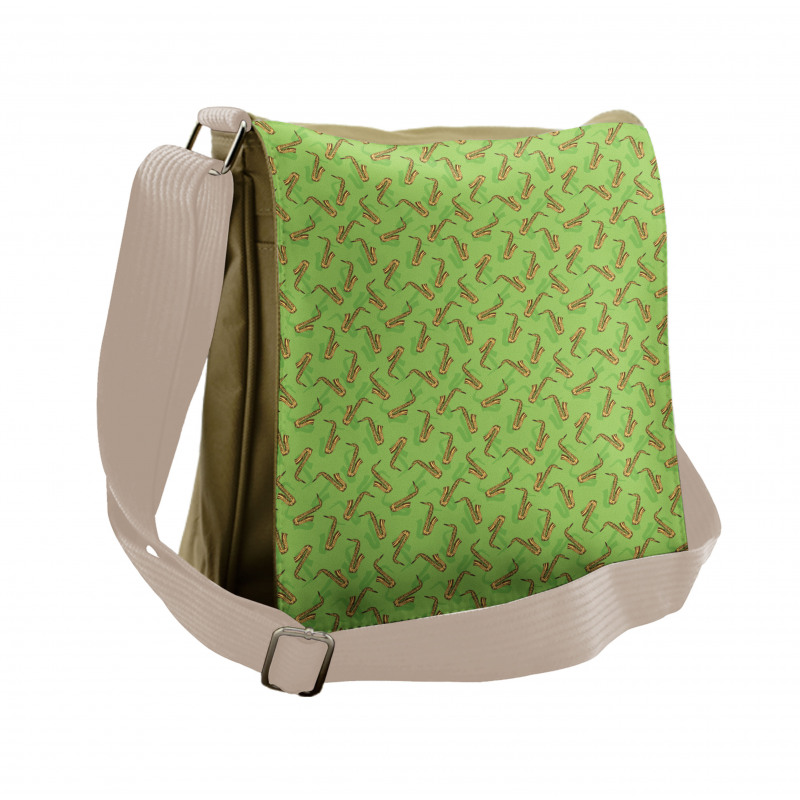 Saxophones on Green Messenger Bag