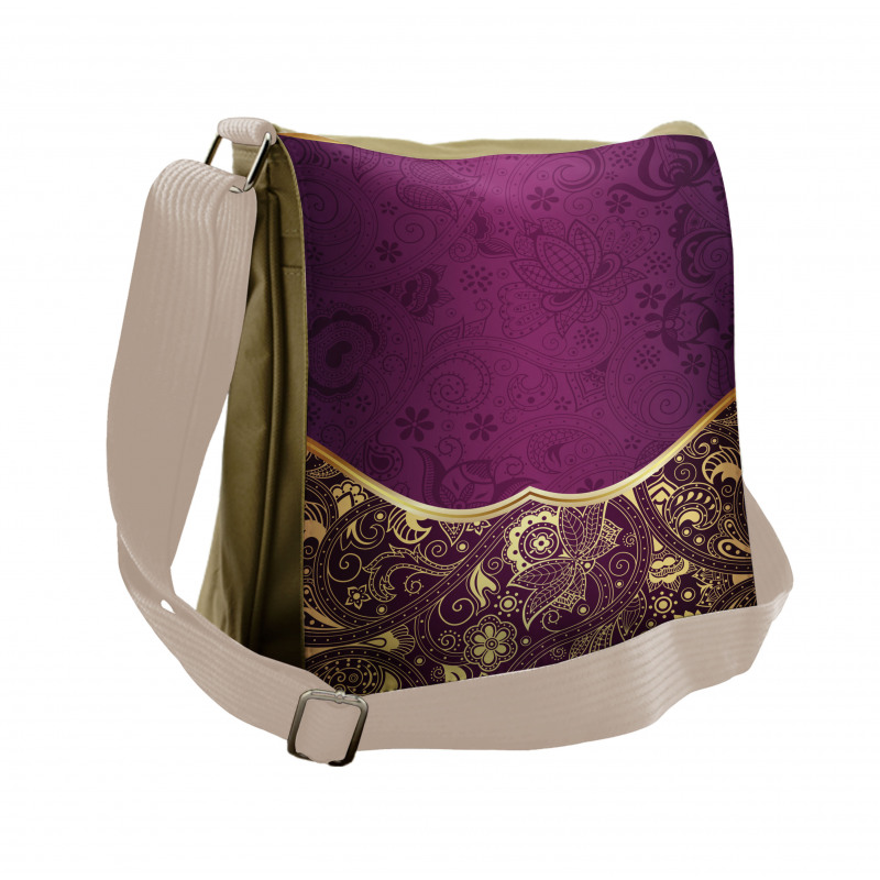 Oriental Floral Swirls Messenger Bag