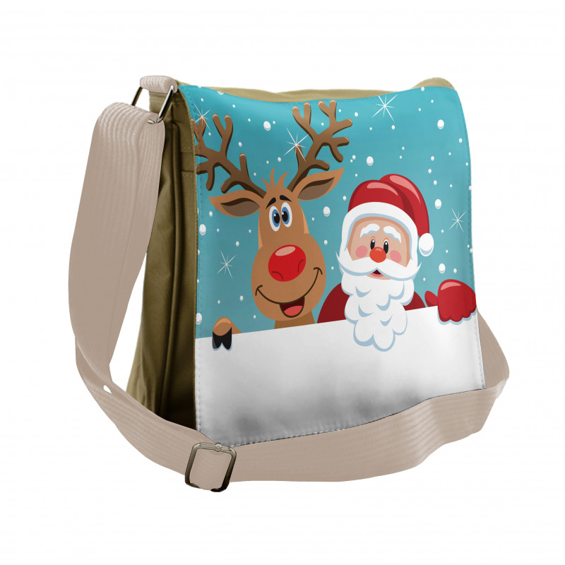 Rudolph Deer Greeting Messenger Bag