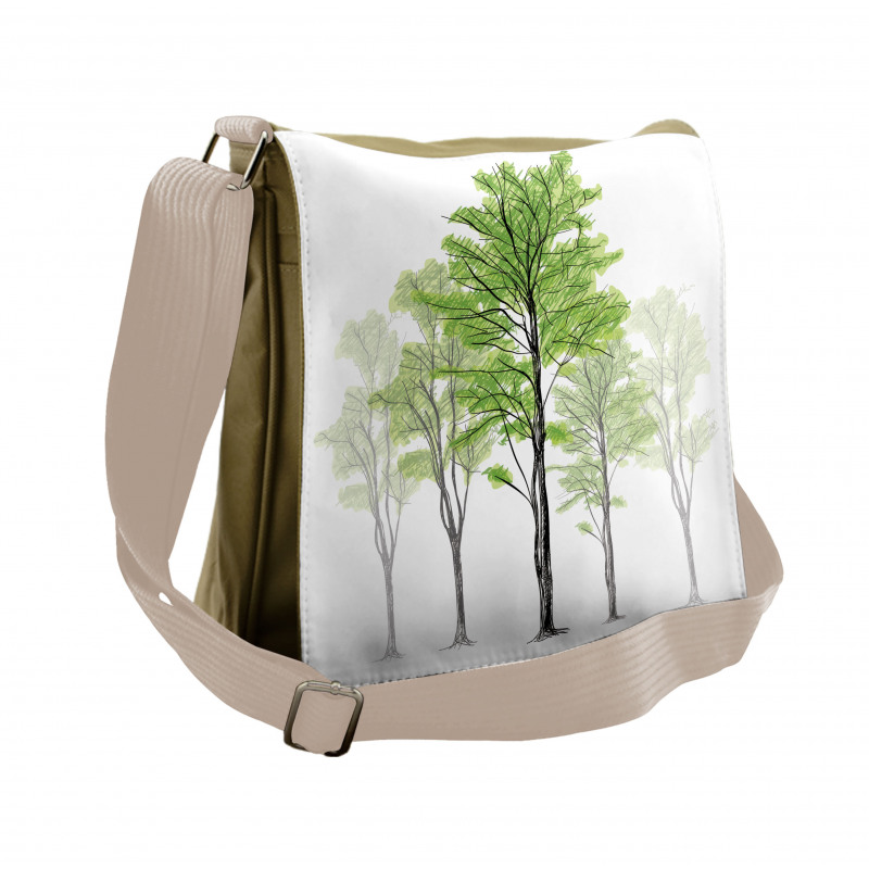 Hand Drawn Nature Motif Messenger Bag