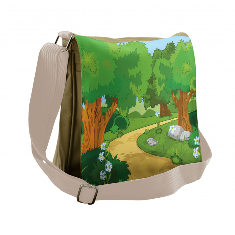 Pathway Flowers Trees Messenger Bag