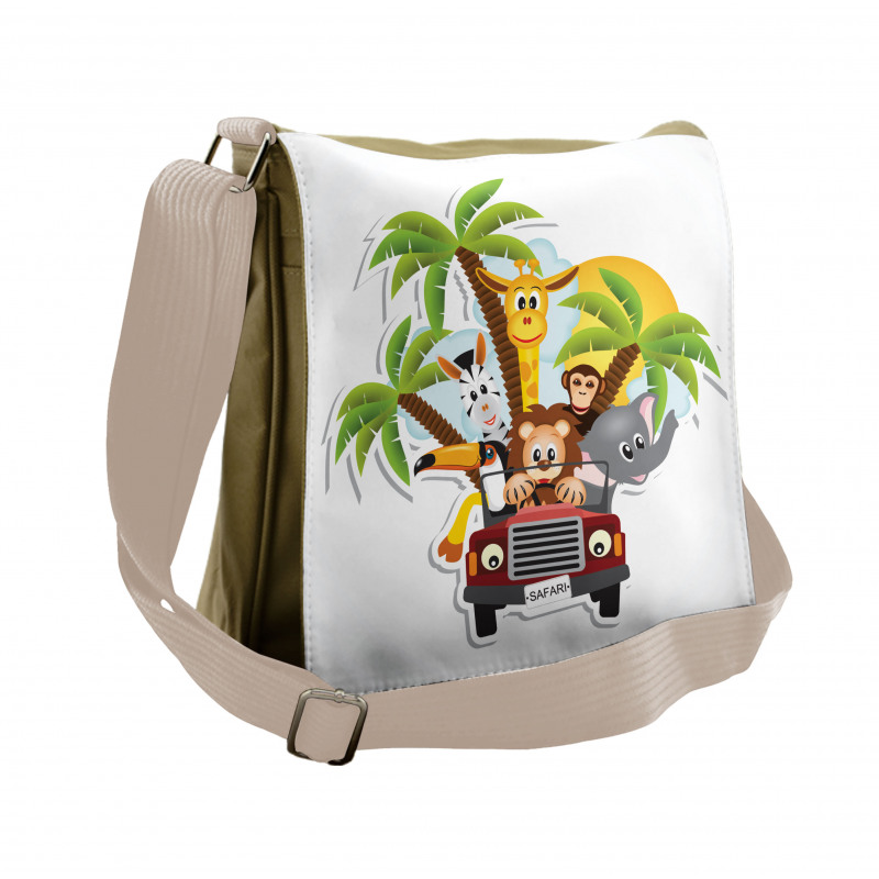 Zebra Toucan Lion Elephant Messenger Bag