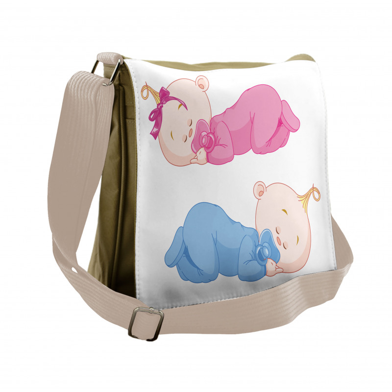 2 Charming Twins Asleep Messenger Bag