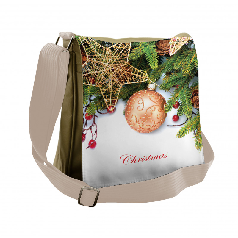 Holly Berries Star Messenger Bag