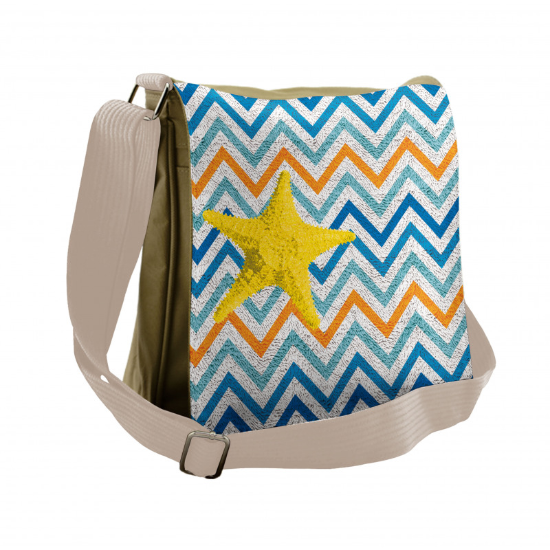 Angled Stripes Starfish Messenger Bag