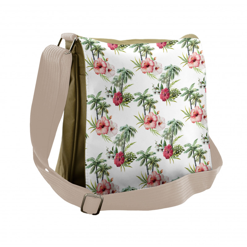 Palm Trees Hibiscus Messenger Bag