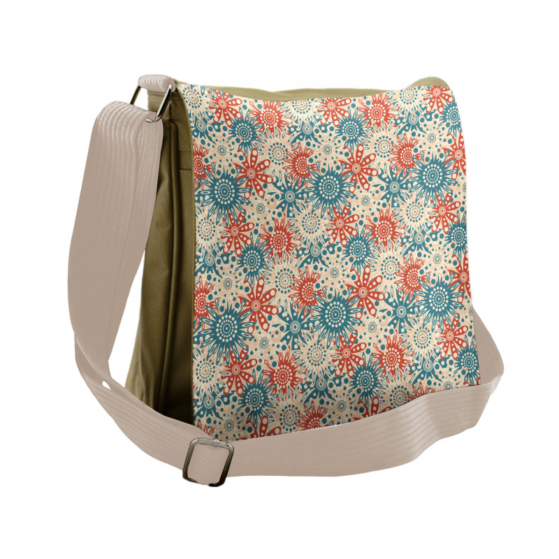 Hippie Floral Art Messenger Bag