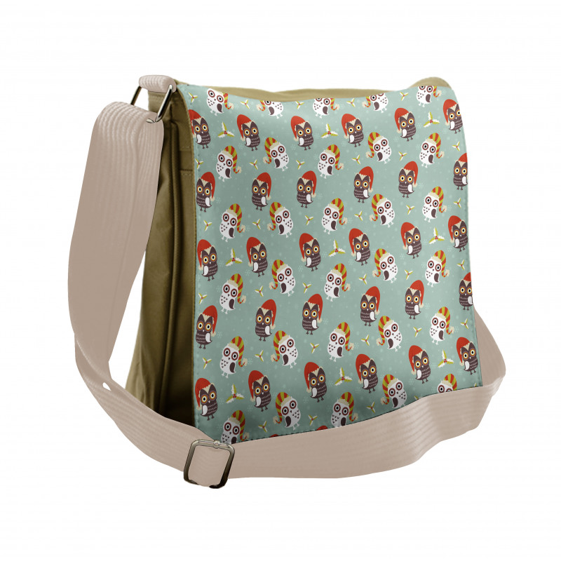 Owls in Hats Yuletide Messenger Bag