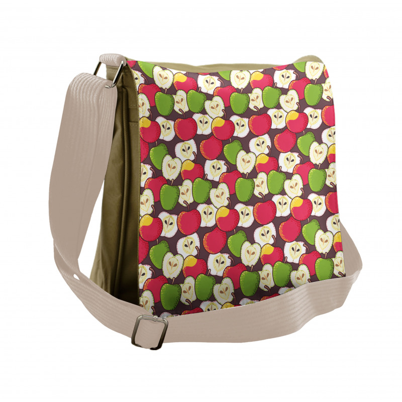 Halved Fresh Food Pattern Messenger Bag