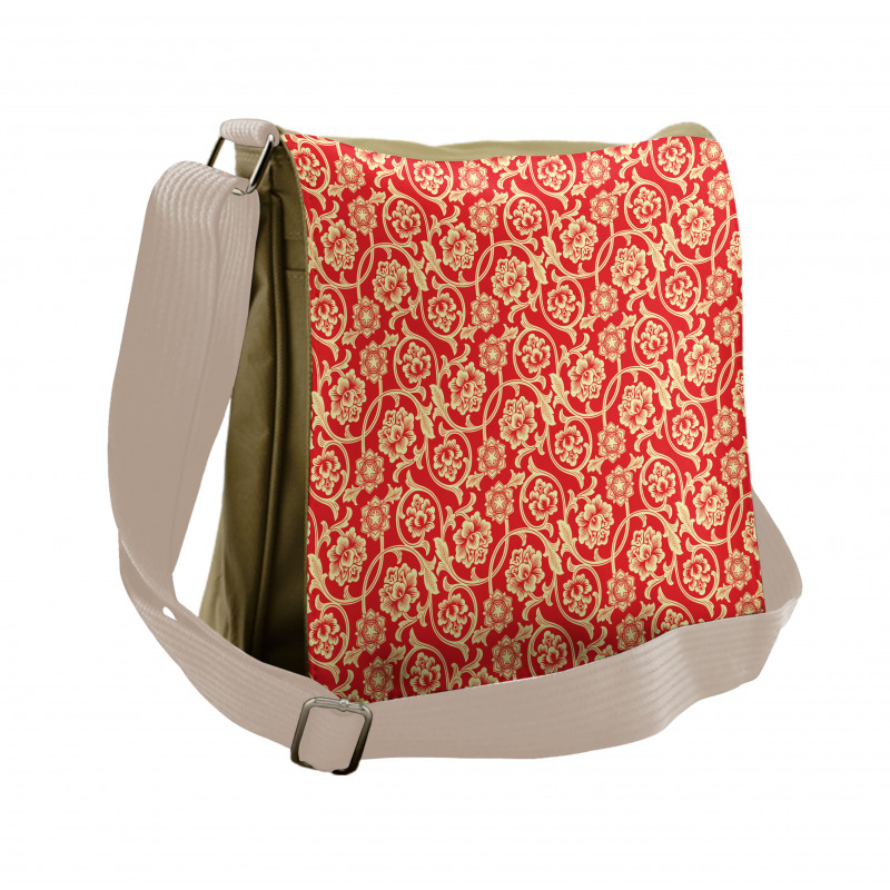 Chinese Blossoms and Curls Messenger Bag