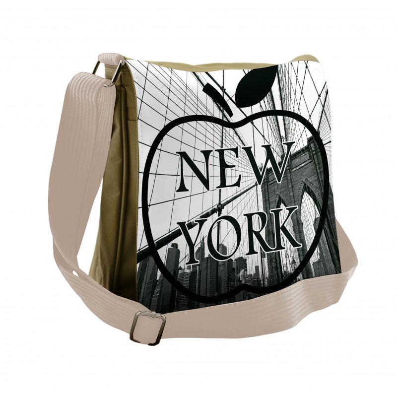 Cityscape Big Apple Motif Messenger Bag