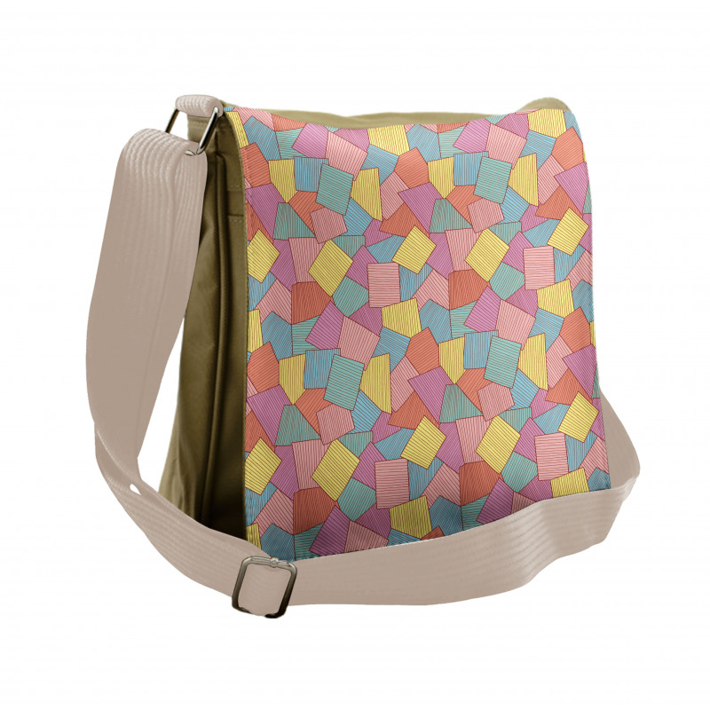 Tile Pattern Stripes Messenger Bag