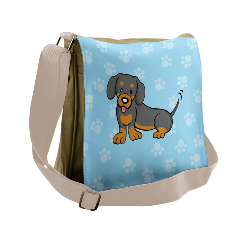 Happy Puppy Cartoon Messenger Bag