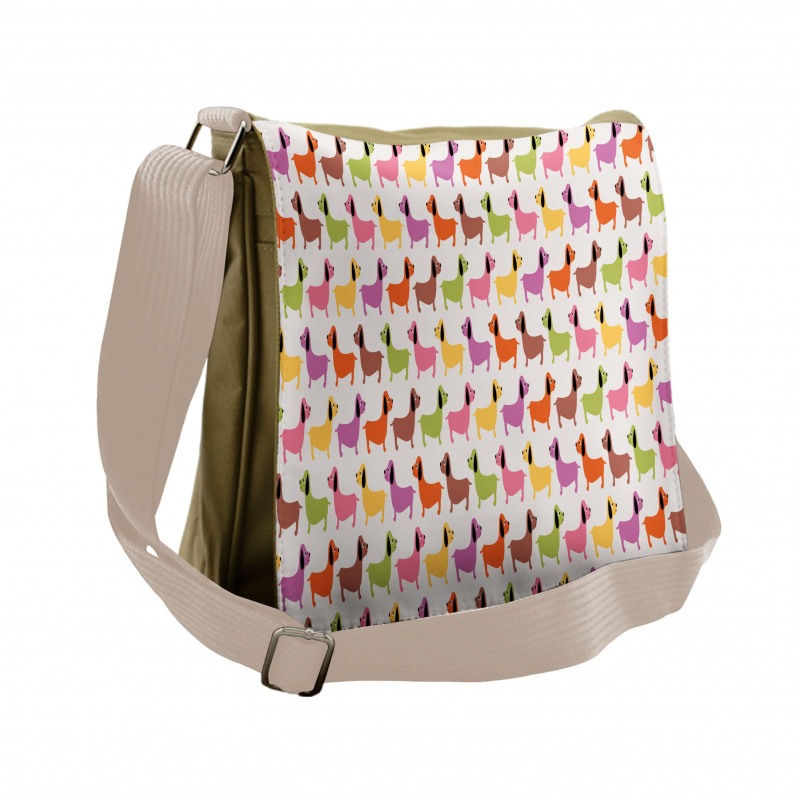 Colorful Puppy Motif Messenger Bag