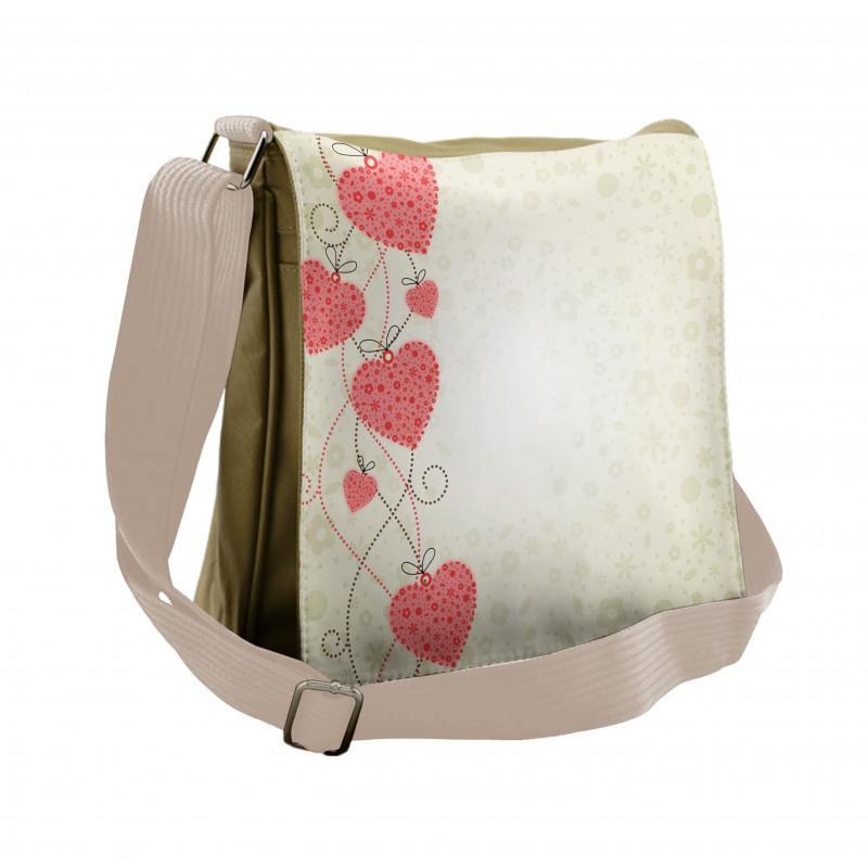 Abstract Motif Hearts Messenger Bag