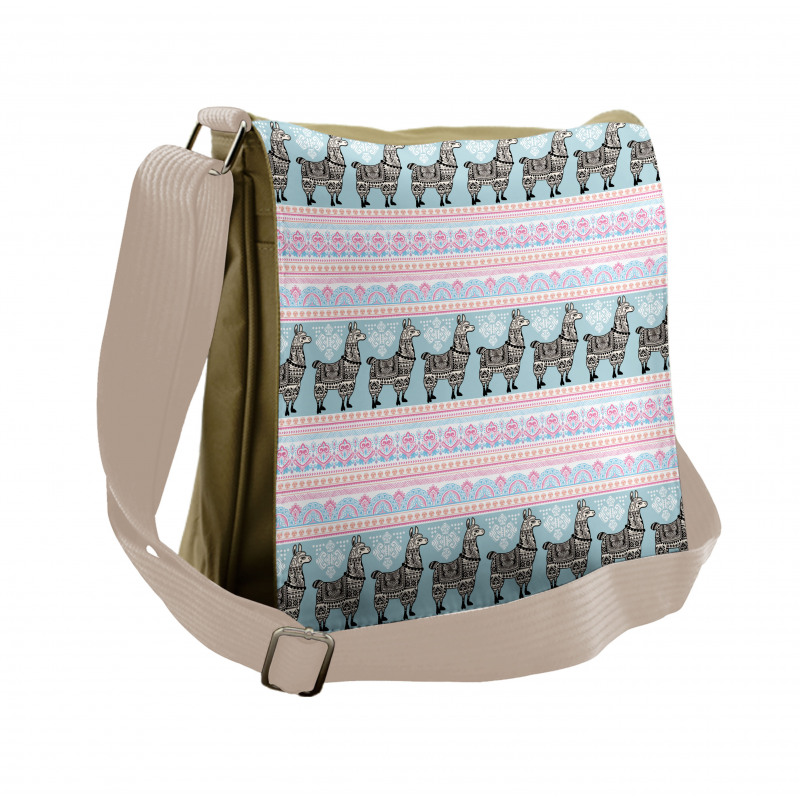Patterned Alpaca Messenger Bag
