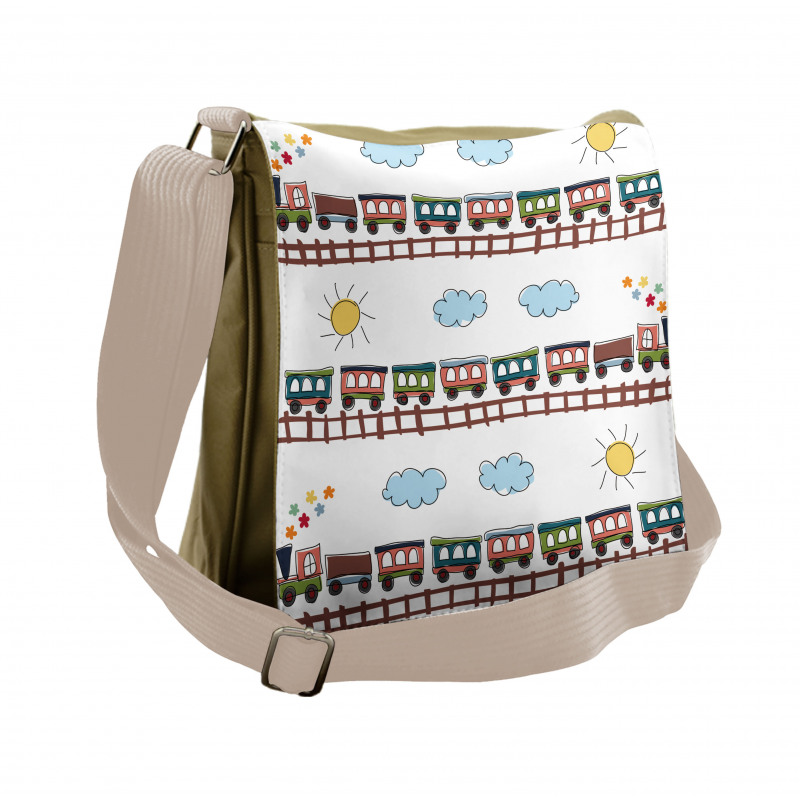 Cartoon Train Tracklines Messenger Bag