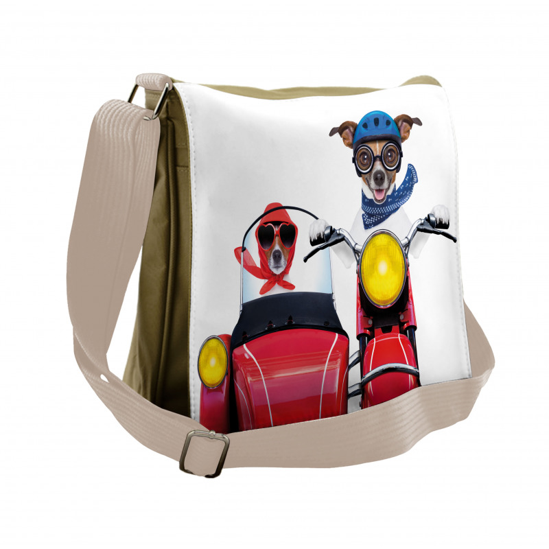 Funny Canine on Bike Messenger Bag