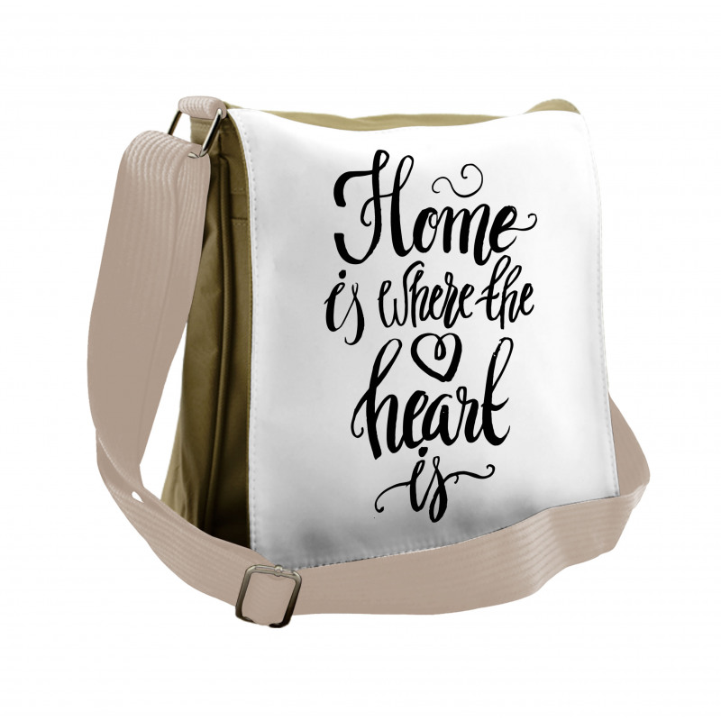 Monochrome Text Messenger Bag