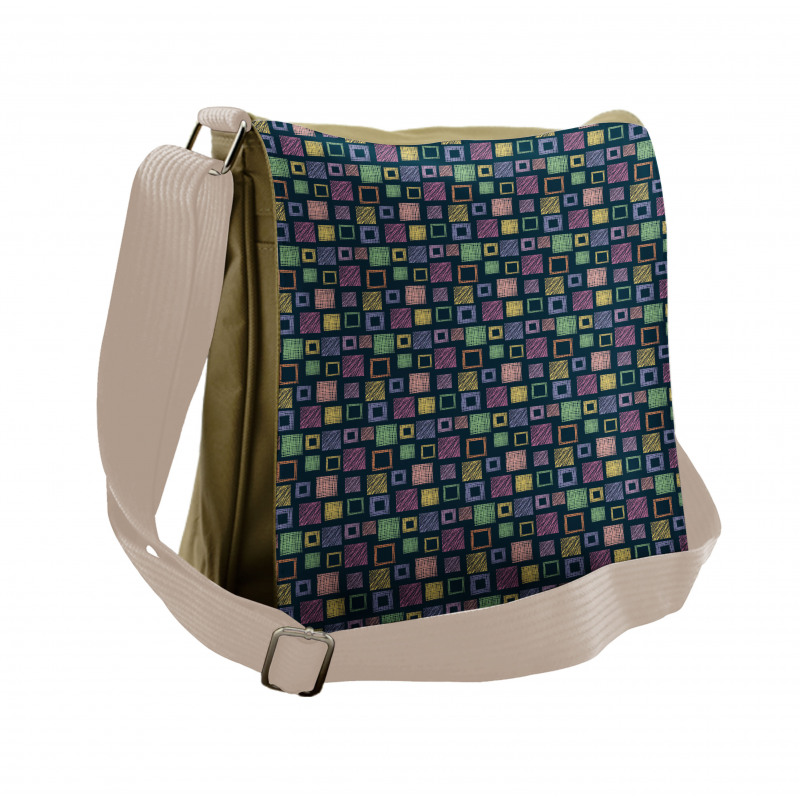 Hand Drawn Squares Messenger Bag