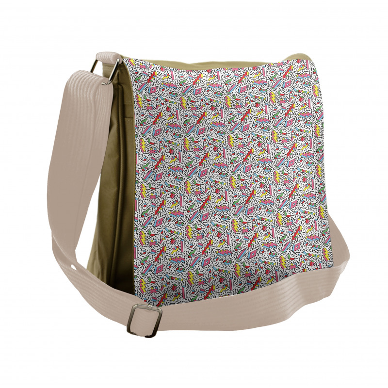 Memphis 90s 3D Shapes Messenger Bag