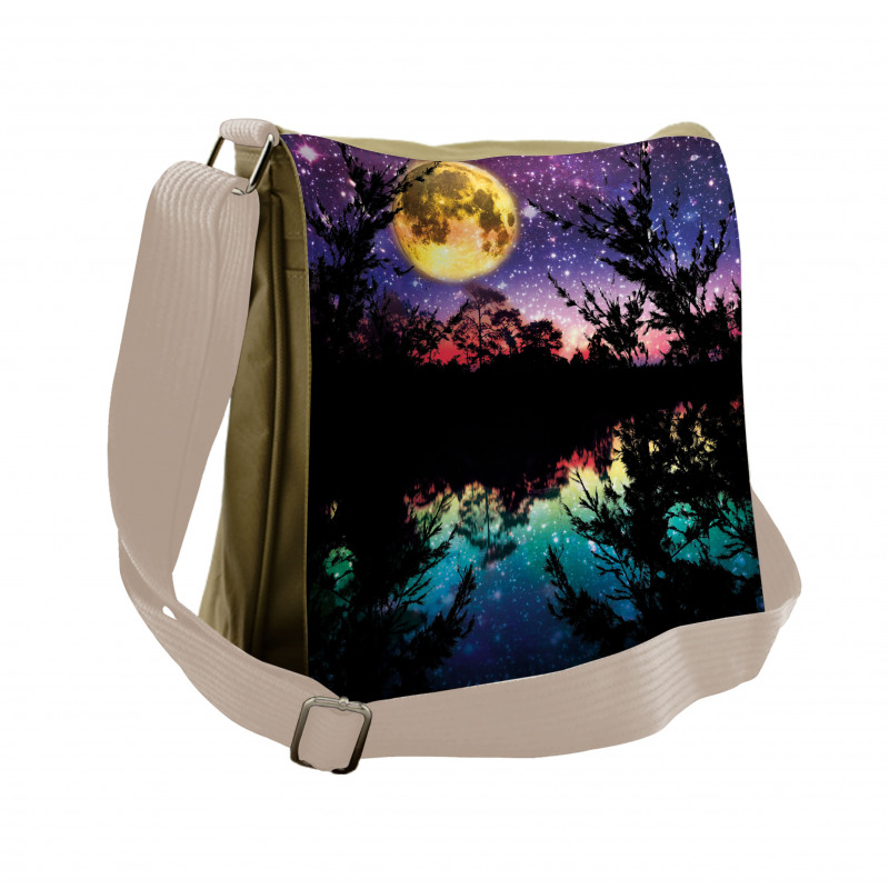 Night Sky Trees Messenger Bag