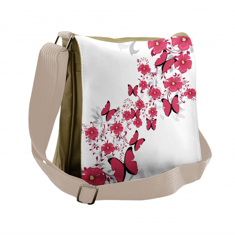 Flower Butterfly Messenger Bag