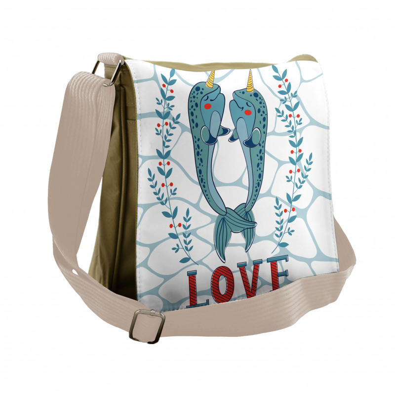 Whales in Love Design Messenger Bag