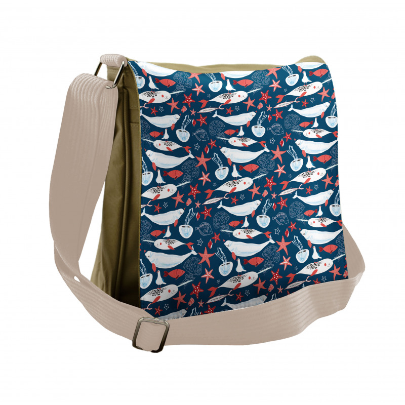 School of Fish Narwhal Messenger Bag