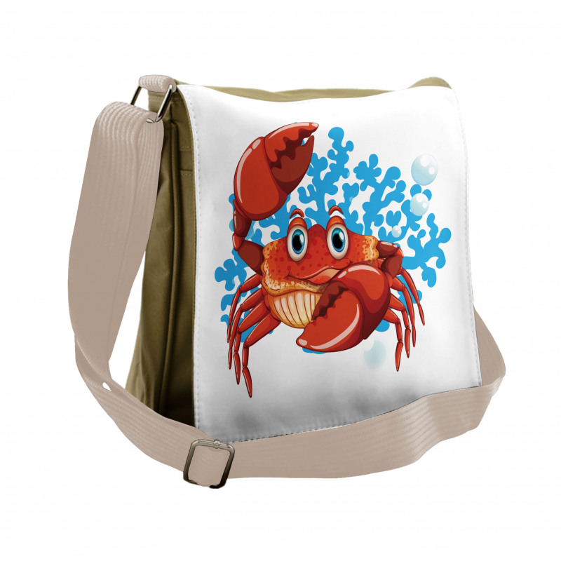 Cartoon Blue Coral Reef Messenger Bag